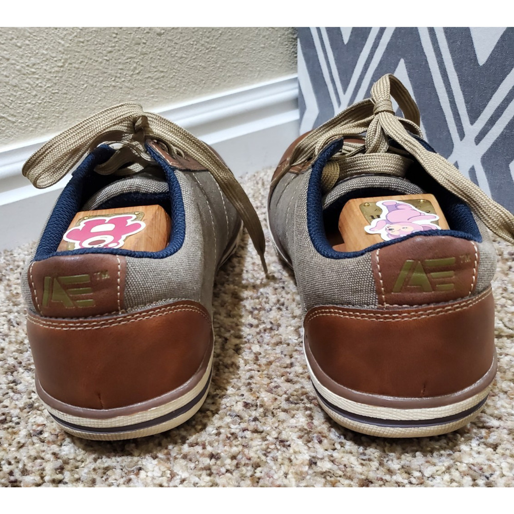 American Eagle AE Canvas Leather Lace Up Sneakers Men’s 11 Brown Casual Shoes - Picture 4 of 8